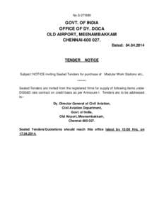 No.S[removed]GOVT. OF INDIA OFFICE OF DY. DGCA OLD AIRPORT, MEENAMBAKKAM CHENNAI[removed].