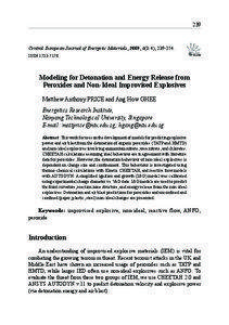 Modeling for Detonation and Energy Release from Peroxides[removed]