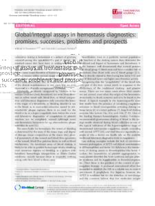 Global/integral assays in hemostasis diagnostics: promises, successes, problems and prospects