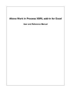 Altova Work in Process XBRL add-in for Excel