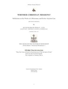Whither Christian Missions?  WHITHER CHRISTIAN MISSIONS? Reflections on the Works of a Missionary and On the Assyrian Case (REVISED EDITION)