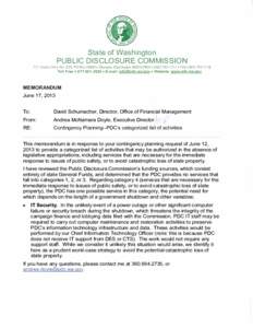 Public Disclosure Commission Contingency Plan