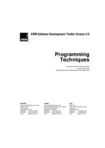 ARM Software Development Toolkit Version 2.0  Document Number: ARM DUI 0021A Issued: June 1995 Copyright Advanced RISC Machines Ltd (ARM) 1995