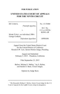 FOR PUBLICATION  UNITED STATES COURT OF APPEALS FOR THE NINTH CIRCUIT  DC COMICS,