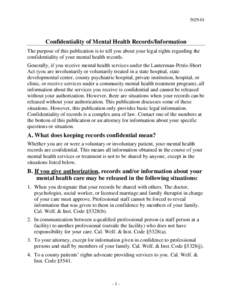 Confidentiality of Mental Health Records/Information
