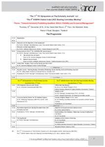 ศูนย์ดัชนีการอ้างอิงวารสารไทย Thai-Journal Citation Index Centre “The 11th TCI Symposium on Thai Scholarly Journals” and “The 4th ASEAN Citation Index (ACI)