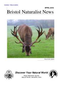 Contents / Diary of events  APRIL 2016 Bristol Naturalist News