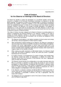 Code of Conduct for the Observer at meetings of the Board of Directors