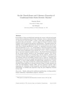 On the Church-Rosser and Coherence Properties of Conditional Order-Sorted Rewrite Theories1 Francisco Dur´an Universidad de M´ alaga, Spain