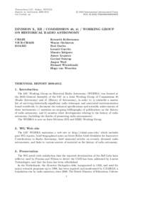 Transactions IAU, Volume XXVIIIA Reports on Astronomy[removed]Ian Corbett, ed. c 2012 International Astronomical Union