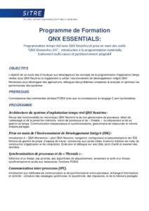 Programme formation QNX Essentials