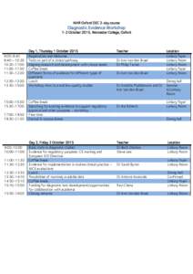 NIHR Oxford DEC 2-day course  Diagnostic Evidence Workshop 1-2 October 2015, Worcester College, Oxford  9:00-9:40