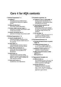 Core 4 for AQA contents 1 Rational expressions[removed]Parametric equations