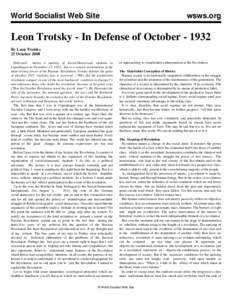 World Socialist Web Site  wsws.org Leon Trotsky - In Defense of October[removed]By Leon Trotsky
