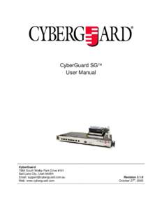 CyberGuard SG User Manual CyberGuard 7984 South Welby Park Drive #101 Salt Lake City, Utah 84084