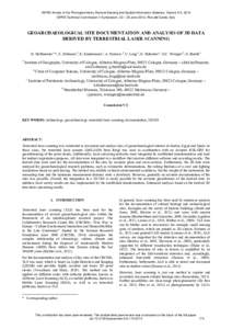ISPRS Annals of the Photogrammetry, Remote Sensing and Spatial Information Sciences, Volume II-5, 2014 ISPRS Technical Commission V Symposium, 23 – 25 June 2014, Riva del Garda, Italy GEOARCHAEOLOGICAL SITE DOCUMENTATI