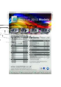 Coachman Caravan Company Limited  Price List 2015 Models With effect from 1st September 2014 Vision