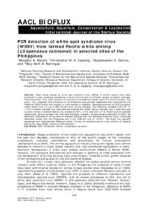 AACL BIOFLUX Aquaculture, Aquarium, Conservation & Legislation International Journal of the Bioflux Society PCR detection of white spot syndrome virus (WSSV) from farmed Pacific white shrimp