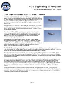 F-35 Lightning II Program Public Affairs Release – [removed]F[removed]A C O M P L E T E S