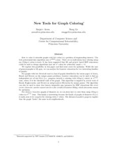 New Tools for Graph Coloring∗ Sanjeev Arora  Rong Ge 