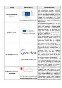 Exhibitor  Logo and website The EU Civil Protection Mechanism