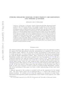 arXiv:1409.1201v1 [math.RT] 3 SepTWISTED DEMAZURE MODULES, FUSION PRODUCT DECOMPOSITION AND TWISTED Q–SYSTEMS DENIZ KUS AND R. VENKATESH Abstract. In this paper, we introduce a family of indecomposable finite–