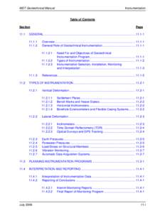 MDT Geotechnical Manual  Instrumentation Table of Contents Section