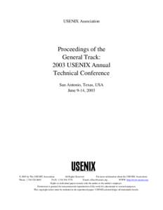 USENIX Association  Proceedings of the General Track: 2003 USENIX Annual Technical Conference