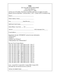 ACSLREGISTRATION FORM 2103 Lucaya Bend C2 Coconut Creek FLAll fees are in US dollars. Payment or a purchase order must accompany all orders. Register between September 1 and December 1, 2015. Contact AC