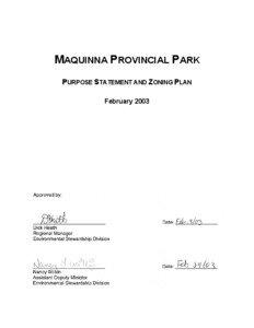 MAQUINNA PROVINCIAL PARK PURPOSE STATEMENT AND ZONING PLAN February 2003