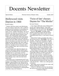 Docents Newsletter Special Edition Historical Society of Dayton Valley  October 2010