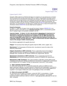 Frequently Asked Questions: Dimethyl Fumarate (DMF) in Packaging  IBM Integrated Supply Chain Updated April 23, 2013