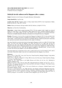 SINGAPORE BIODIVERSITY RECORDS 2013: Date of publication: 20 December 2013. © National University of Singapore Daldorfia horrida rediscovered in Singapore after a century Subject: Daldorfia horrida (Crustacea: D