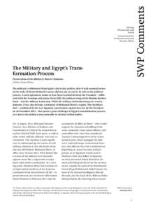 The Military and Egypt’s Trans­formation Process.Preservation of the Military’s Reserve Domains