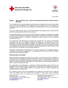 International Red Cross and Red Crescent Movement / Restoring Family Links / International Committee of the Red Cross / International Federation of Red Cross and Red Crescent Societies / RFL / Canadian Red Cross / International Day of the Disappeared