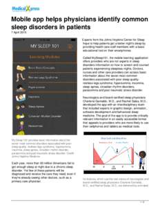 Mobile app helps physicians identify common sleep disorders in patients