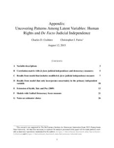 Appendix: Uncovering Patterns Among Latent Variables: Human Rights and De Facto Judicial Independence Christopher J. Fariss∗  Charles D. Crabtree