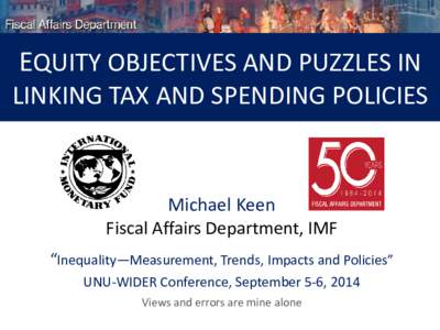 Equity objective and puzzles in linking tax and spending policies