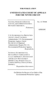 FOR PUBLICATION  UNITED STATES COURT OF APPEALS FOR THE NINTH CIRCUIT  NATURAL RESOURCES DEFENSE