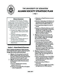 THE UNIVERSITY OF SCRANTON  ALUMNI SOCIETY STRATEGIC PLAN  Mission Statement