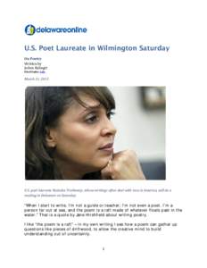 U.S. Poet Laureate in Wilmington Saturday On Poetry Written by JoAnn Balingit Filed Under: Life