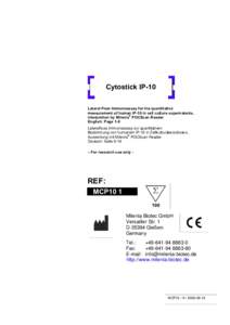 Cytostick IP-10 Lateral Flow Immunoassay for the quantitative measurement of human IP-10 in cell culture supernatants, ® interpretion by Milenia POCScan Reader English: Page 1-8