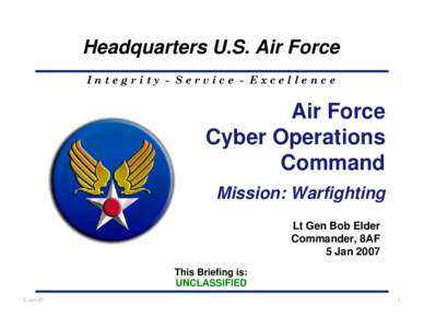 Headquarters U.S. Air Force Integrity - Service - Excellence Air Force Cyber Operations Command
