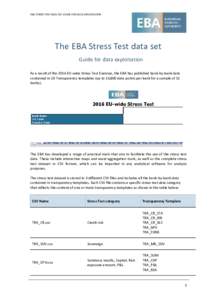 EBA STRESS TEST DATA SET: GUIDE FOR DATA EXPLOITATION  The EBA Stress Test data set Guide for data exploitation As a result of the 2016 EU-wide Stress Test Exercise, the EBA has published bank-by-bank data contained in 1