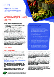 AprilVegetable Industry Development Program  Gross Margins: Using