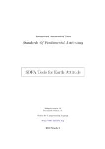 International Astronomical Union  Standards Of Fundamental Astronomy SOFA Tools for Earth Attitude