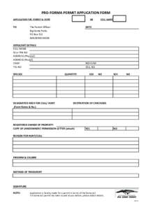PRO-FORMA PERMIT APPLICATION FORM APPLICATION FOR PERMIT to HUNT TO  OR