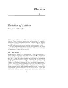 Chapter  1 Varieties of Lattices Peter Jipsen and Henry Rose