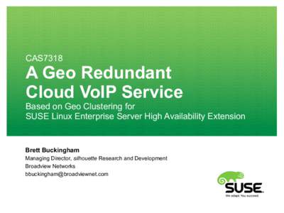 CAS7318  A Geo Redundant Cloud VoIP Service  Based on Geo Clustering for
