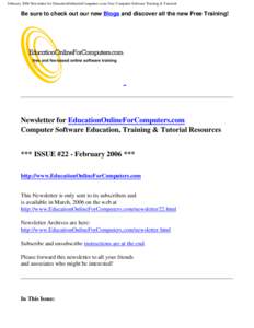 February 2006 Newsletter for EducationOnlineforComputers.com: Free Computer Software Training & Tutorials